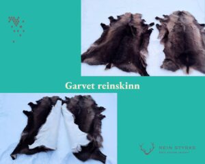 to garvede reinskinn, det ene bildet er der skinnsiden vises